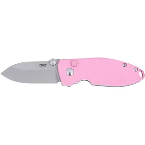 CRKT Squid Button Lock Folding Knife, 2.27\" Stonewashed 14C28N Blade, Pink G10 Handle.