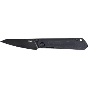 CRKT Straight Folding Knife 2.6\" D2 Wharncliffe Blade, Black Oxide Finish, Black G10 Handle.