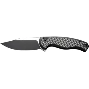 Civivi Stormhowl Folding Knife, 3.3\" Nitro-V Clip Point Blade, Black Aluminum Handle, Button Lock.