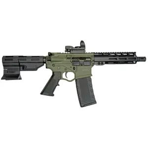 ATI Alpha Maxx Semi-Auto AR-15 Pistol 7.5\" Bbl, 5.56 Nato/.223, M-LOK Handguard, 1-30 & 2-20 Rd Mags, PARBRACE, DUO Red Dot Sight, Battlefield Green