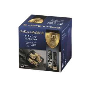 Sellier & Bellot Elite Protection 410 Gauge 2.5\" 15 Pellet 1/2 oz 000 Buckshot Lead Shot Brass Case 25 Rounds