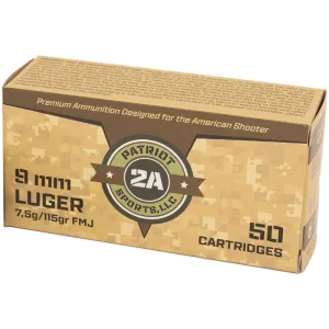 Patriot Sports LLC 9mm Luger 115gr FMJ Ammunition - P9MM115FCS