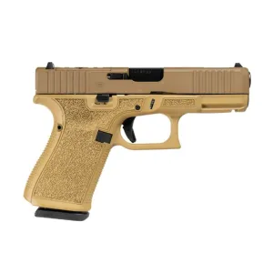 GLOCK 19 GEN5, 9MM, FDE Cerakote Finish w/ FDE Ported Slide, 4.0\" Ported Barrel, Optic Ready, 3-15 Rd Mags, Front Rail, New Custom Pistol by Shark Coast Tactical