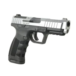 Ranger Arms RA9 Defence02, Semi-Automatic 9mm Pistol, Striker Fired, 4\" Barrel, CZ75 Magazine Compatible, 17rd Magazine,Silver Slide w/ Black Frame