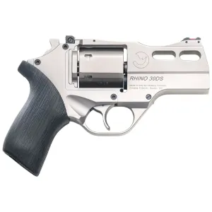 Chiappa Rhino 30DS CF340.341 10mm 3\" SAO Revolver Nickel 6rd Fiber Optic Sights Walnut Grip