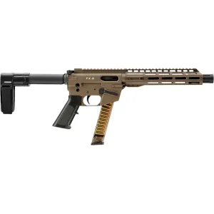 Freedom Ordnance FX9P10SBM-FDE 9mm Luger Pistol 10\" Barrel 31+1 FDE SB Brace Faux Suppressor