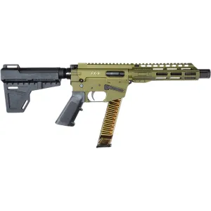 Freedom Ordnance FX9P FX9P8-ODG Pistol 9mm Luger 8\" 31+1 Blowback Action OD Green Faux Suppressor