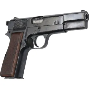 Browning Hi-Power 9mm Pistol, Belgian Mfg Police Surplus, Early Thumb Print Model, By F.N Herstal,1-13 Rd Mag, Various Conditions - C & R Eligible