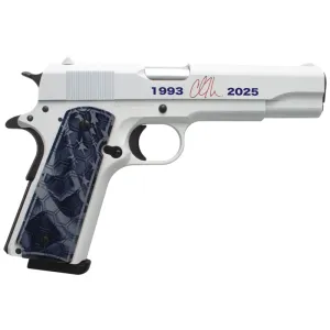 Tisas 1911 Freedom .45 ACP 5\" 8+1 Pistol, White Cerakote Engraved Grips