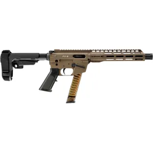 Freedom Ordnance FX9P10S-FDE FX-9 Pistol 9mm 10\" 31+1 Blowback Action FDE Finish Faux Suppressor, SBA3 Brace