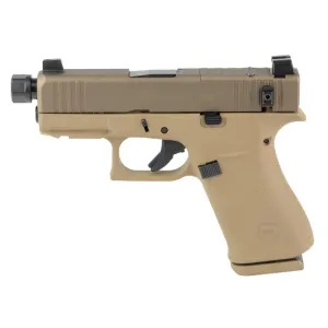 Glock 43X MOS Hush Puppy, Semi Auto 9mm Pistol, 3.92\" Threaded Barrel, SCT FDE/Coyote Cerakote, Suppressor Sights, 10rd Magazines, - UX4350204FRN