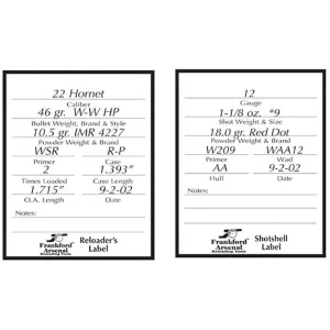 Frankford Arsenal Peel and Stick Reloader's Labels Rifle/Handgun 100PK