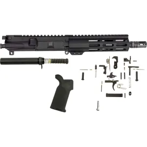 AR-STONER AR-15 Enhanced Pistol Build Kit with Upper Receiver Assembly 5.56x45mm NATO 8" Barrel Pistol Length M-LOK Handguard, Complete Lower Parts Kit with Magpul MOE Furniture Black