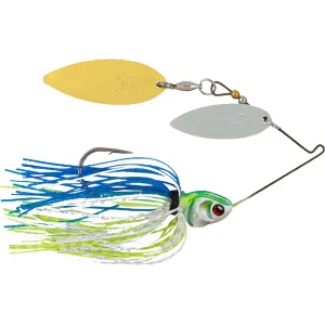BOOYAH Covert Finesse Double Willow Spinnerbait 1/2oz White Chartreuse Blue Gold/Nickel