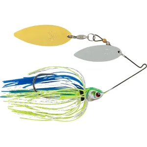 BOOYAH Covert Finesse Double Willow Spinnerbait 3/8oz White Chartreuse Blue Gold/Nickel