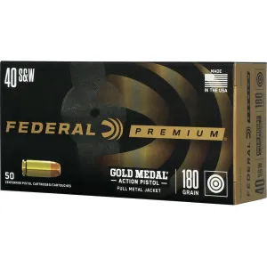 Federal Premium Gold Medal Match 40 S&W Ammo 180 Grain Full Metal Jacket Case of 500 (10 Boxes of 50)