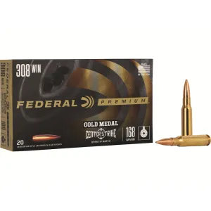 Federal Premium Gold Medal Centerstrike 308 Winchester Ammo 168 Grain Jacketed Hollow Point Case of 200 (10 Boxes of 20)