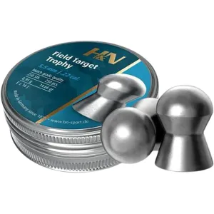 H&N Field Target Trophy Air Gun Pellets 22 Caliber 14.66 Grain 5.55mm Head-Size Domed Tin of 250