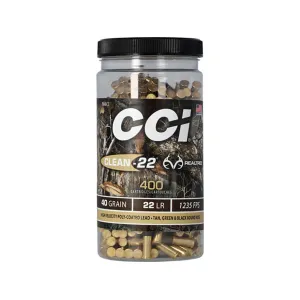 CCI Clean-22 High Velocity Realtree Edition 22LR Ammo 40 Grain Round Nose Case of 3200 (8 Bottles of 400)