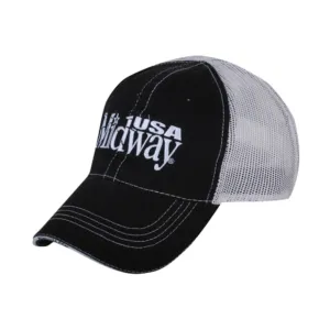 MidwayUSA Mens Trucker Hat Black/White