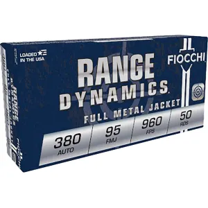 Fiocchi Training Dynamics 380 ACP Ammo 95 Grain Full Metal Jacket Case of 1000 (20 Boxes of 50)