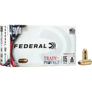 Federal Train + Protect 9mm Luger Ammo 115 Grain Federal Versatile Jacketed Hollow Point Case of 500 (10 Boxes of 50)