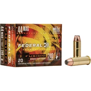 Federal Fusion 44 Remington Magnum Ammo 240 Grain Jacketed Hollow Point Case of 200 (10 Boxes of 20)