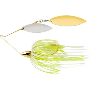 War Eagle Gold Frame Double Willow Spinnerbait 3/8oz Hot White Chartreuse Nickel/Gold