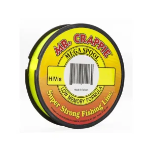Mr. Crappie Mega Spool Monofilament Fishing Line 4lb 2000yd Hi Viz Green