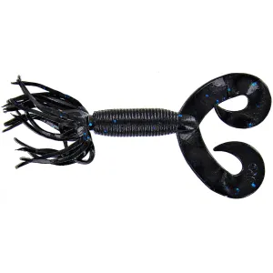 Yamamoto 5" Double Tail Hula Grub Black W/Lg Blue Flk