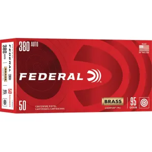Federal Champion 380 ACP Ammo 95 Grain Full Metal Jacket Case of 1000 (20 Boxes of 50)