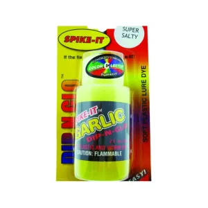 Spike-It Dip-N-Glo Garlic Salt Scented Lure Dye Chartreuse 2oz