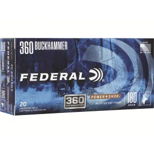Federal Power-Shok 360 Buckhammer Ammo 180 Grain Jacketed Soft Point Case of 200 (10 Boxes of 20)