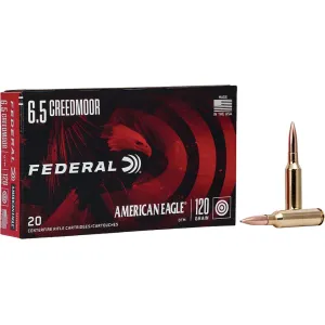 Federal American Eagle 6.5 Creedmoor Ammo 120 Grain Jacketed Hollow Point Case of 200 (10 Boxes of 20)