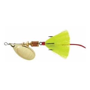 Mepps Aglia Dressed Inline Spinner 1/6oz Yellow Tail Gold Blade