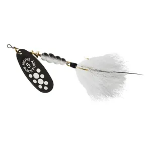 Mepps Aglia Black Fury Dressed Inline Spinner 1/2oz White Tail White Dot Blade