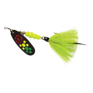 Mepps Aglia Black Fury Dressed Inline Spinner 1/2oz Chartreuse Tail Hot Firetiger Blade
