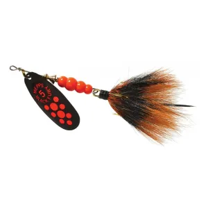 Mepps Aglia Black Fury Dressed Inline Spinner 1/2oz Gray & Orange Tail Fluorescent Red Dot Blade