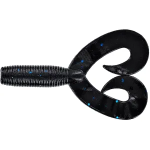 Yamamoto 5" Double Tail Grub Black W/Lg Blue Flk