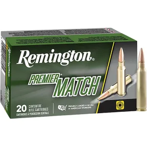 Remington Premier Match 223 Remington Ammo 77 Grain Sierra MatchKing Jacketed Hollow Point Case of 200 (10 Boxes of 20)