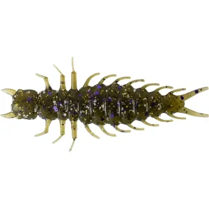 Great Lakes Finesse Juicy Hellgrammite 2.4" Creature Green Pumpkin Purple Flake