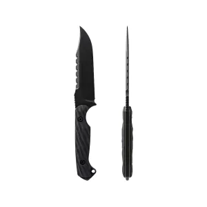 Toor Knives Crewman Fixed Blade Knife 4.625" Clip Point CPM CruWear Black Blade G-10 Handle Bomber Black