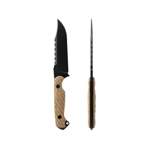 Toor Knives Crewman Fixed Blade Knife 4.625" Clip Point CPM CruWear Black Blade G-10 Handle Omaha Tan