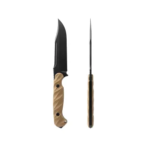 Toor Knives Valor Fixed Blade Knife 5.5" Clip Point CPM CruWear Black Blade G-10 Handle Omaha Tan