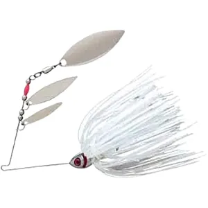 BOOYAH Mini Shad Triple Willow Spinnerbait 3/16oz Pearl Shiner Nickel