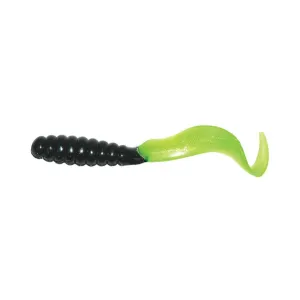 Mister Twister Meeny Curly Tail 3" Grub Black/Chartreuse Pearl Tail 20PK