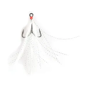 Mustad Triple Grip Dressed Treble Hook #4 Black Nickel Hook/White Feathers 2PK