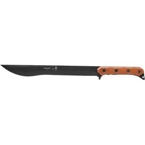 TOPS Knives CUMA Kage Short Sword 15.5" Drop Point 1095 Carbon Black Traction Coating Blade Canvas Micarta Handle Tan