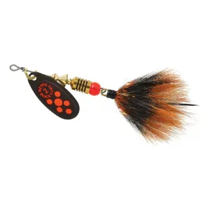 Mepps Aglia Black Fury Dressed Inline Spinner 1/6oz Gray & Orange Tail Fluorescent Red Dot Blade