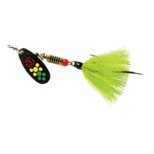 Mepps Aglia Black Fury Dressed Inline Spinner 1/4oz Chartreuse Tail Hot Firetiger Blade